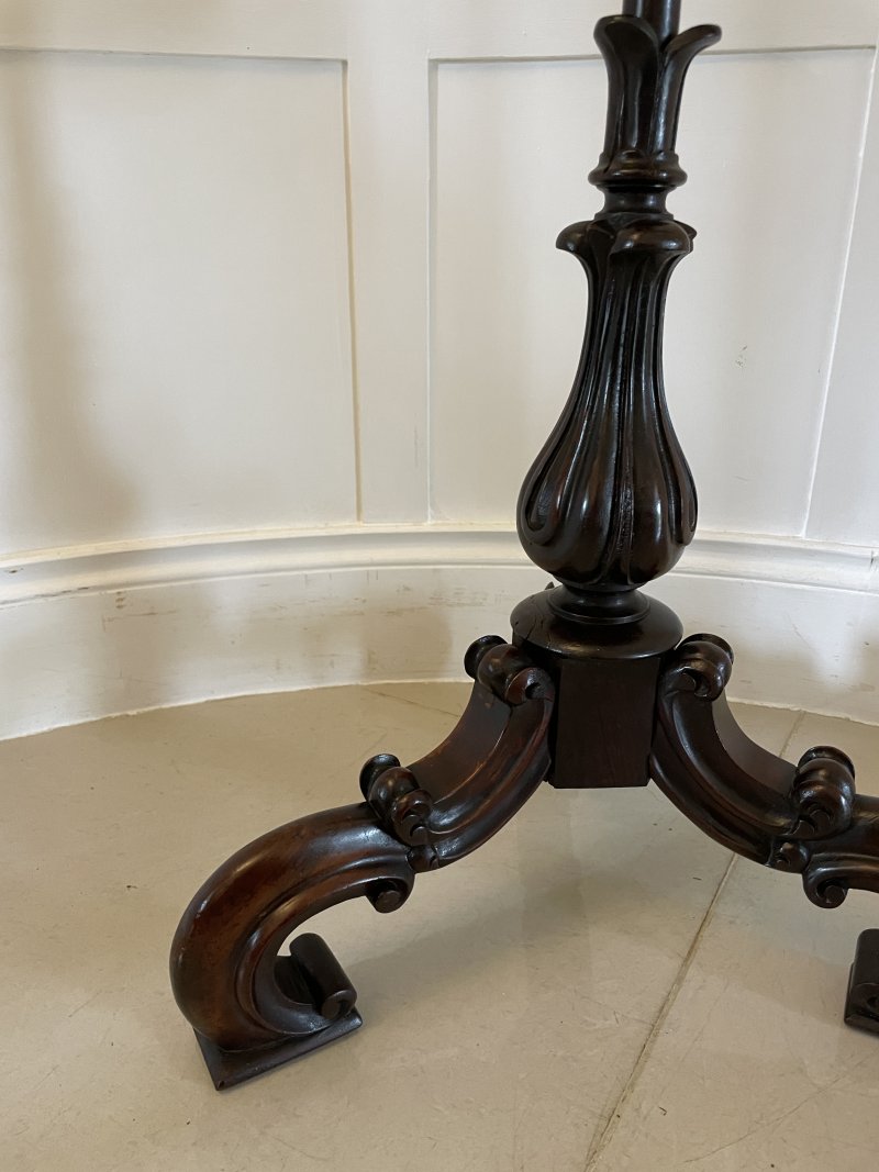 Antique Victorian Quality Carved Rosewood Pole Screen - Image 9